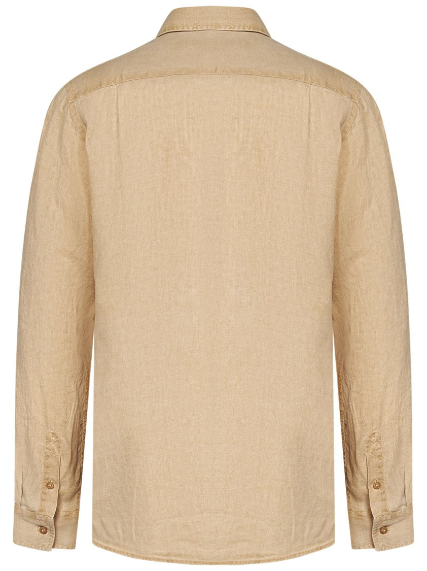 Vilebrequin Beige Linen Shirt With Turtle Embroidery
