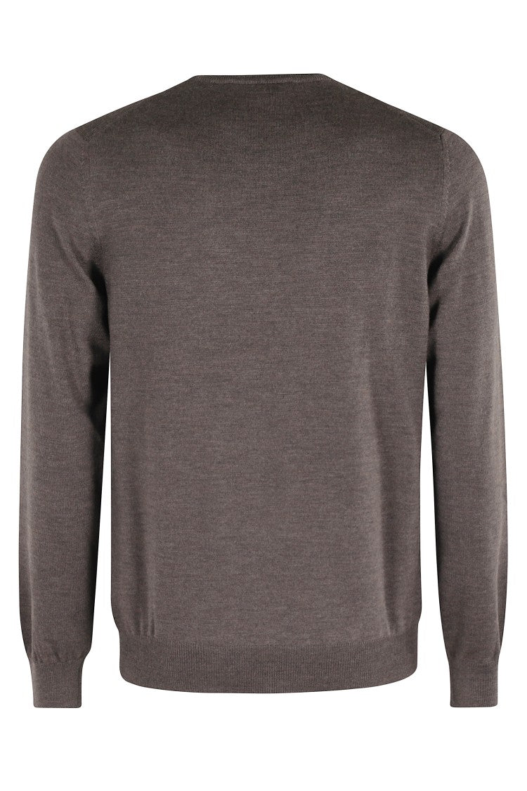 Tagliatore Smooth Knit Crew Neck Sweater In Chestnut