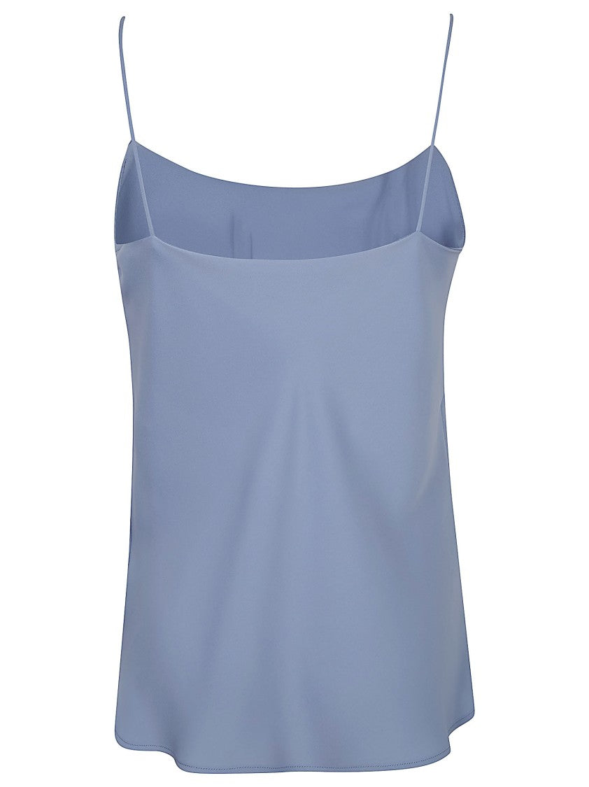 Herno Sleeveless Blue Top With Spaghetti Straps