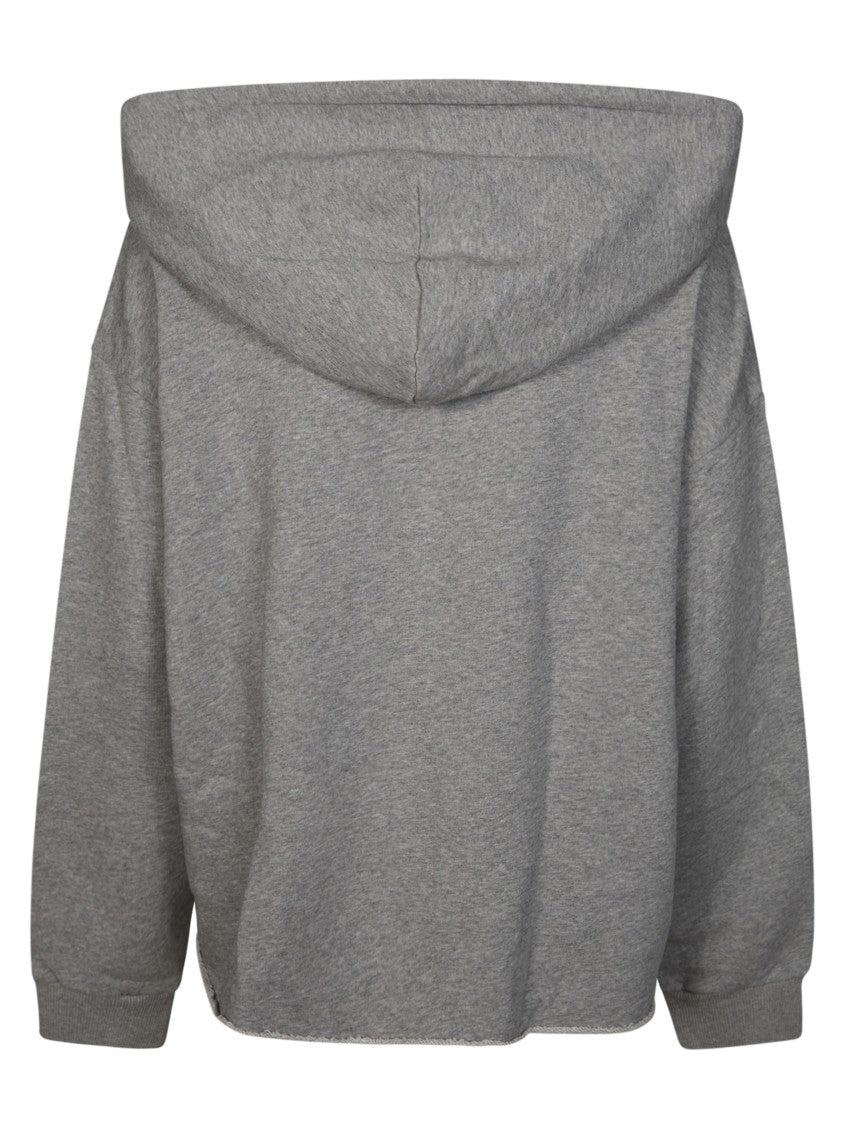 Mm6 By Maison Margiela Cropped Relaxed Raw Hem Hoodie