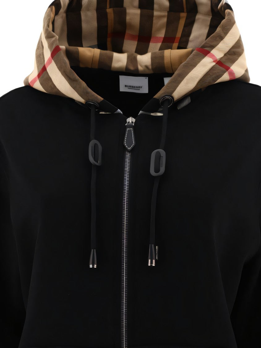 Burberry Hooded Black Jacket With Checkered Lining