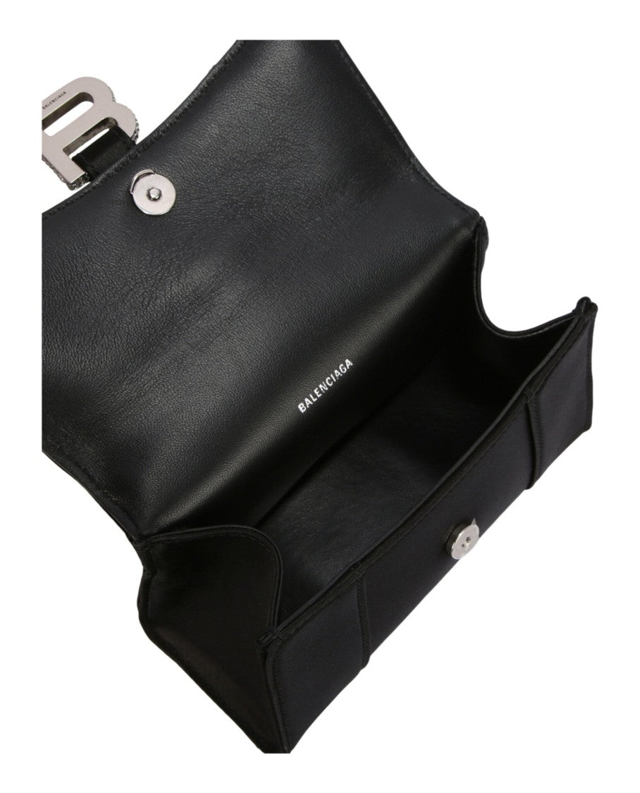 Balenciaga Xs Hourglass Top Handle Bag In Satin And Strass