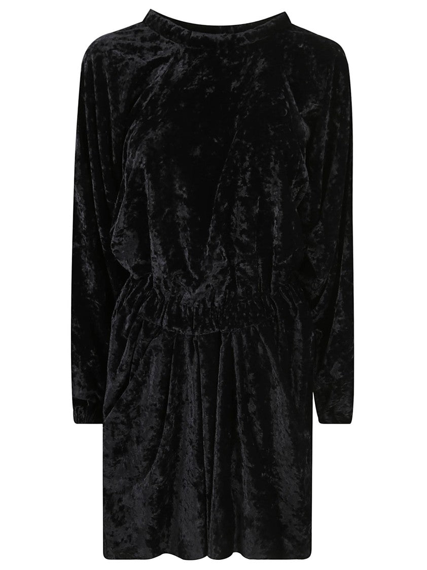 Isabel Marant Plush Textured Black Dress With Cinched Waist