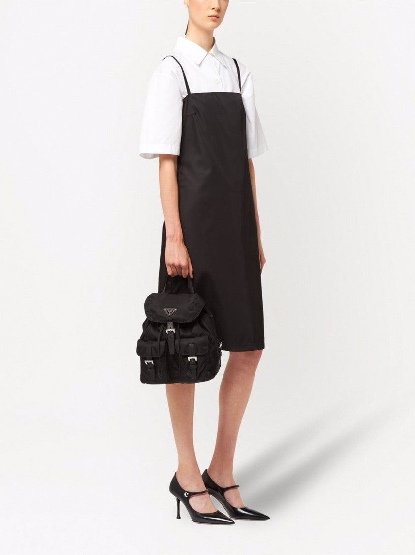 Prada Small Black Re-Nylon Backpack With Buckle Closure
