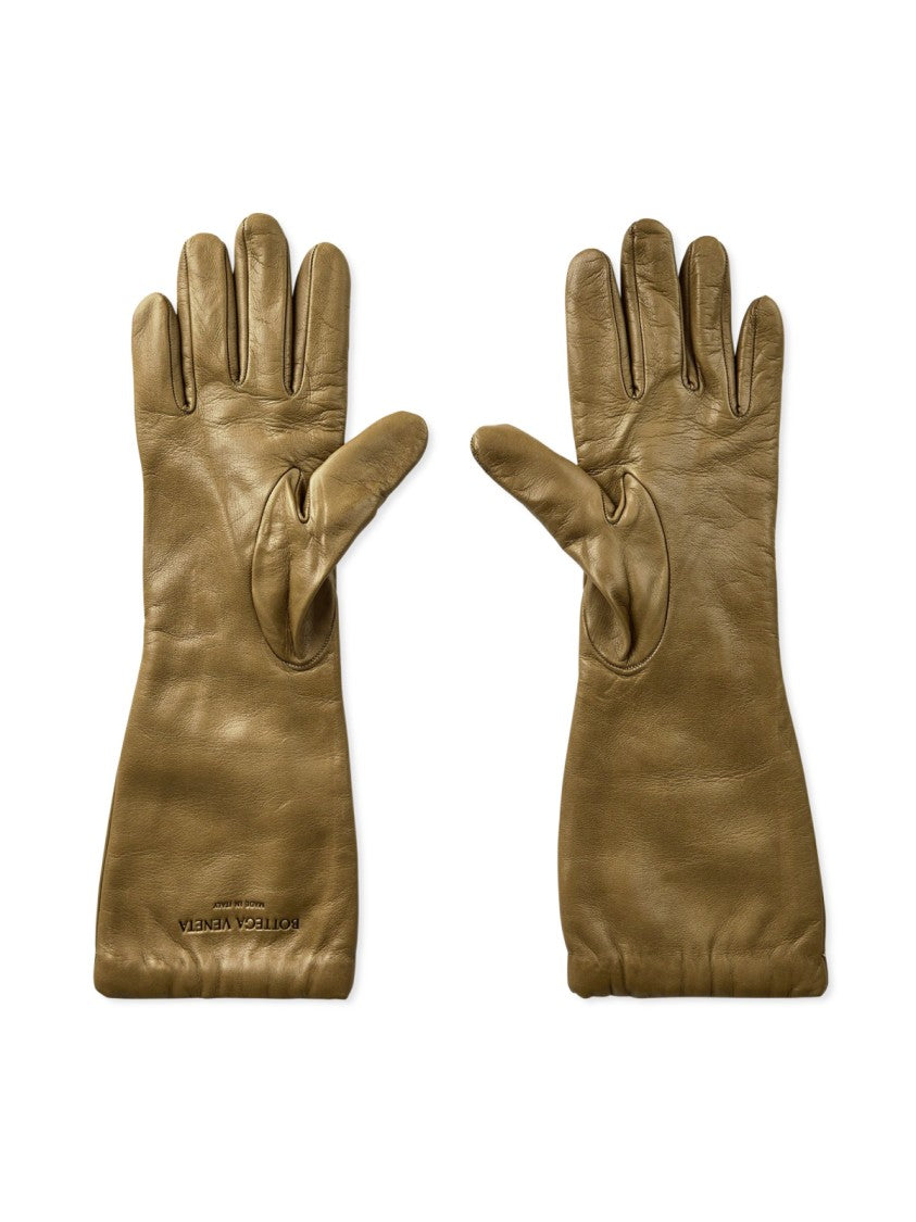 Bottega Veneta Embossed Logo Leather Gloves
