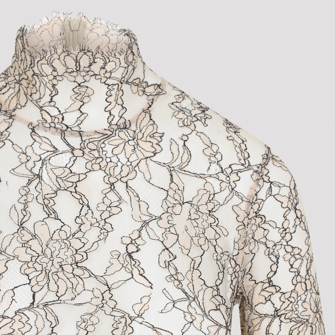 Valentino Rebrodé Lace Pink And Black Polyamide Body