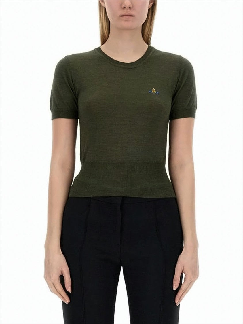 Vivienne Westwood Fitted Short-Sleeve Pullover In Deep Olive Green