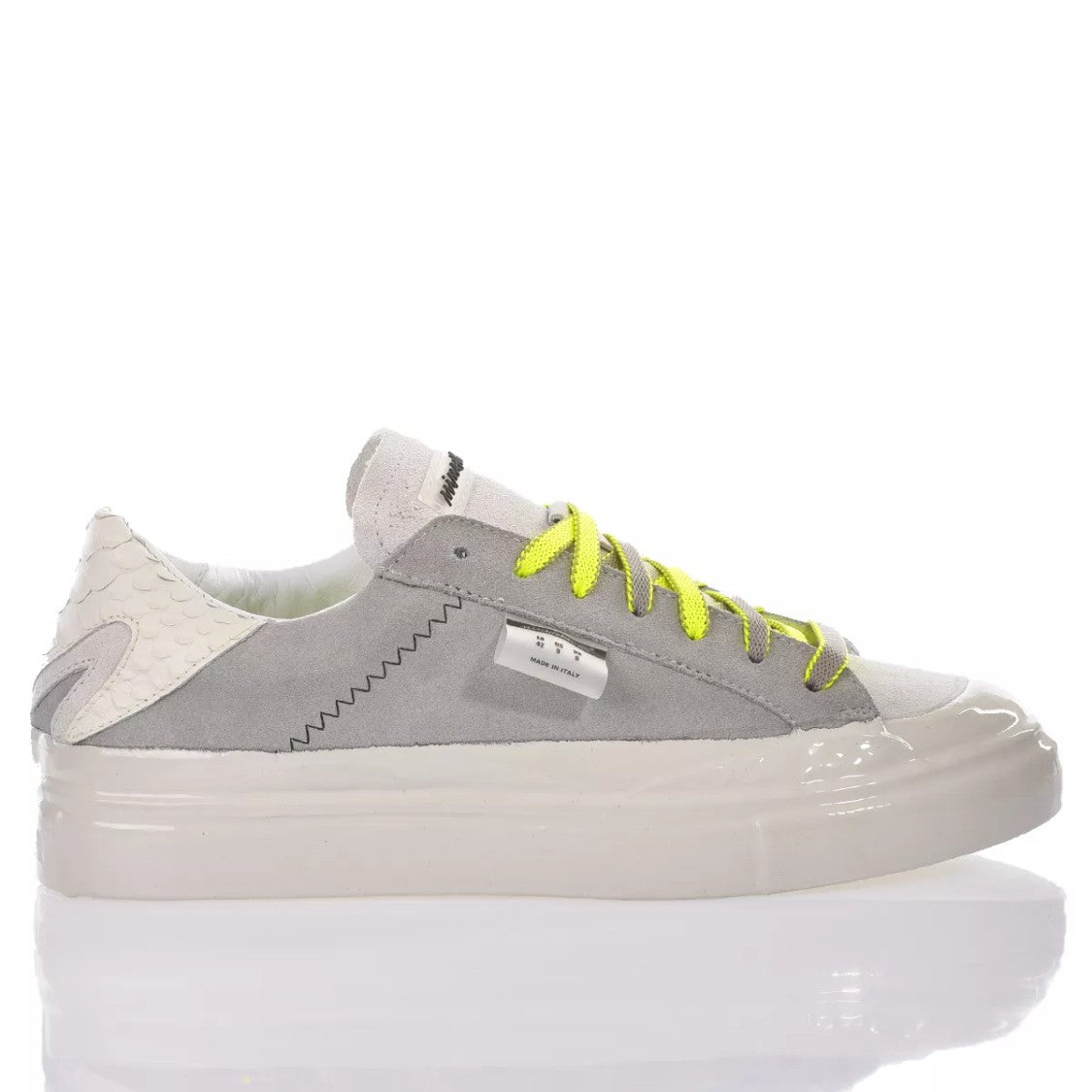 Mimanera Grey White Suede Python Print Sneakers