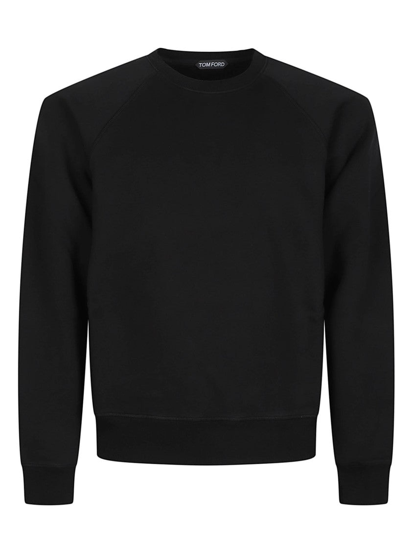 Tom Ford Minimalist Black Raglan Crewneck Cotton Sweatshirt