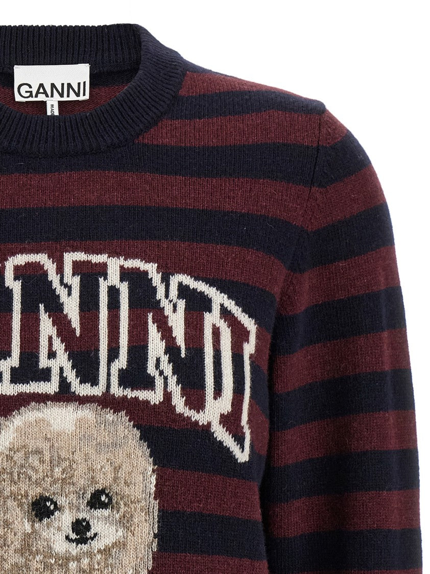 Ganni Graphic Wool Mix Poodle Stripe' Sweater