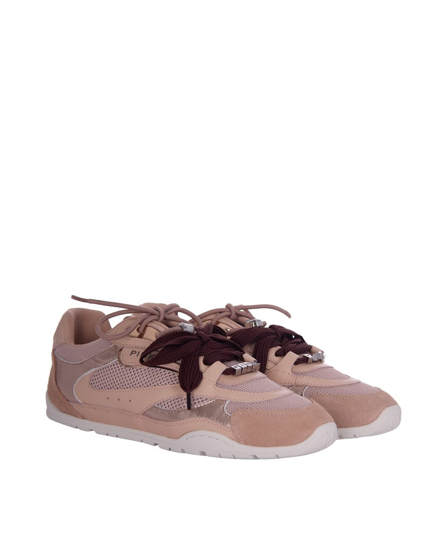 Pinko Nude Tonal Sneakers With Metallic Charms