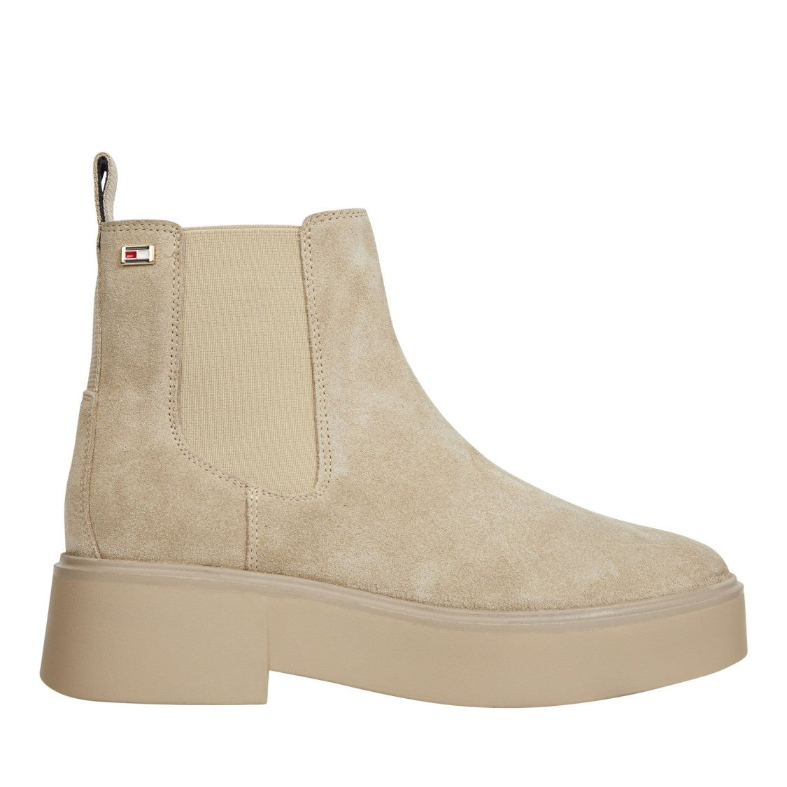 Tommy Hilfiger Beige Elastic Panel Rubber Sole Suede Chelsea Boots