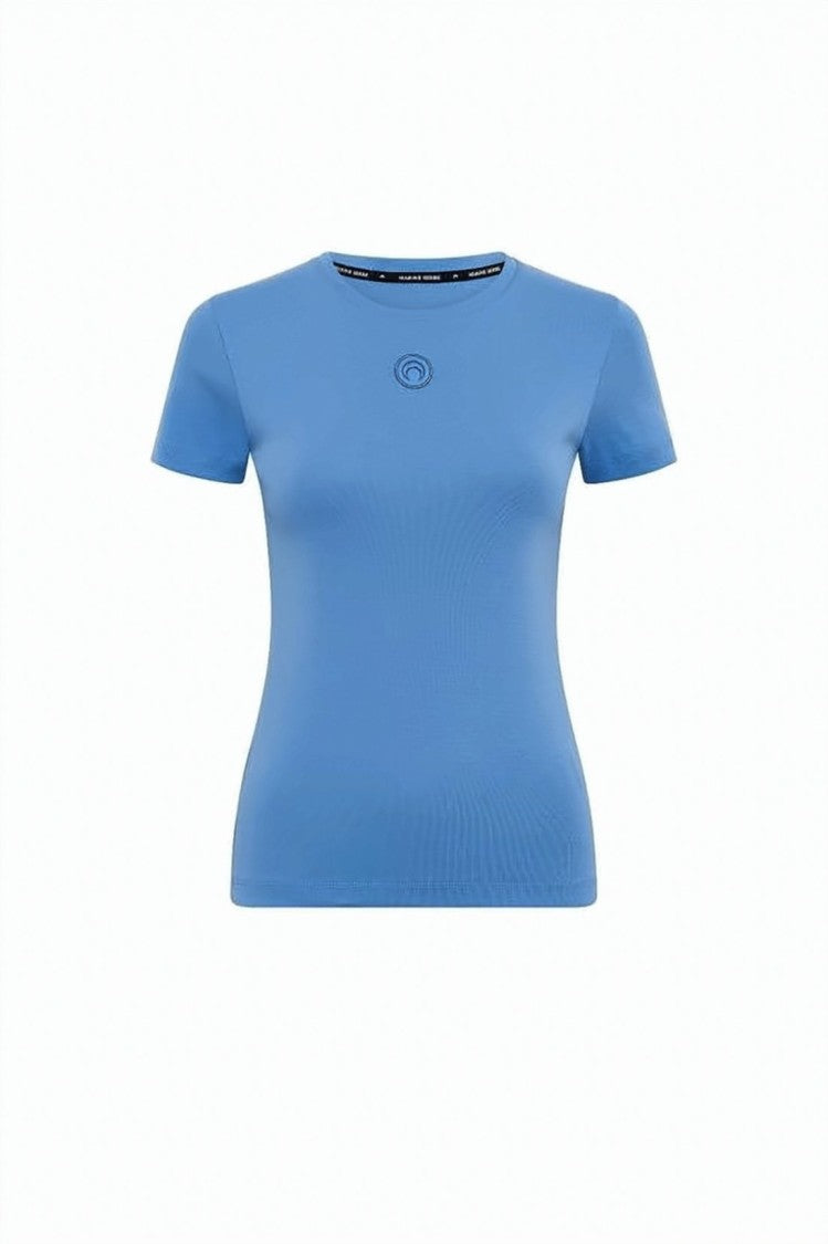 Marine Serre Fitted Blue Cotton Short-Sleeve Tee