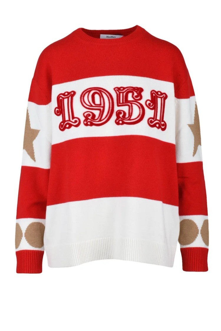 Max Mara Dirce Raised Detail Sweater - Red/White