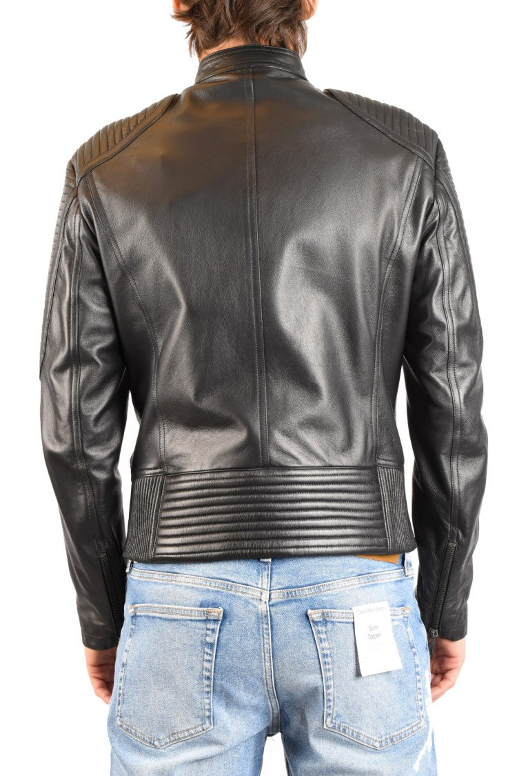 Les Hommes Urban Black Leather Jacket