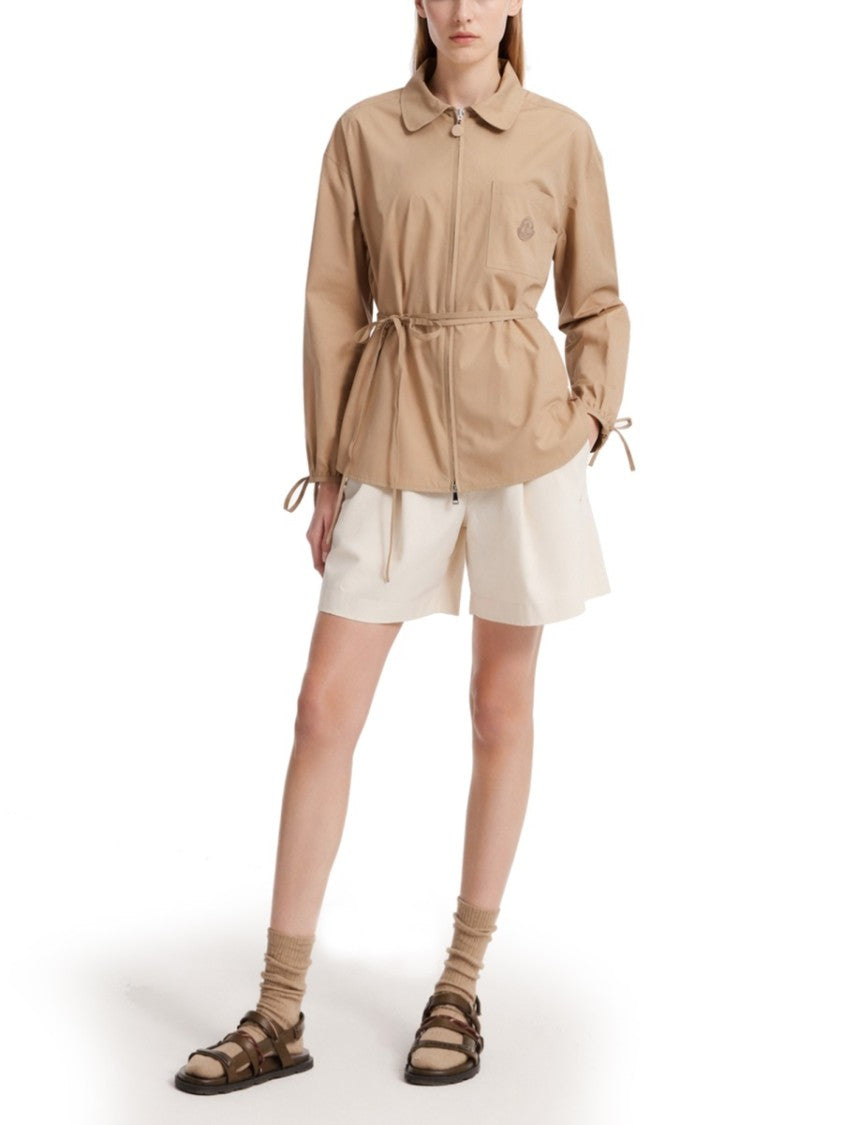 Moncler Zip-Front Belted Cotton Jacket