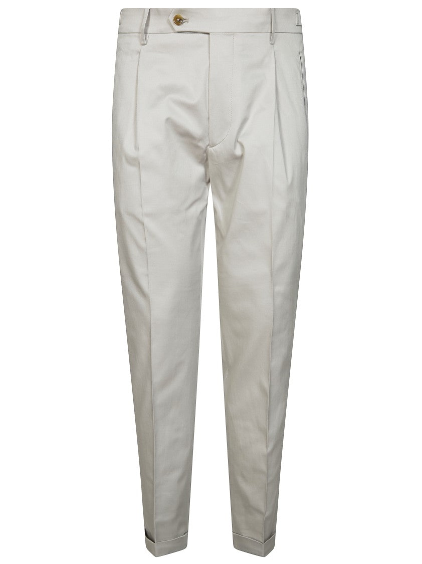 Berwich Pleated Front Smooth Textured Trousers