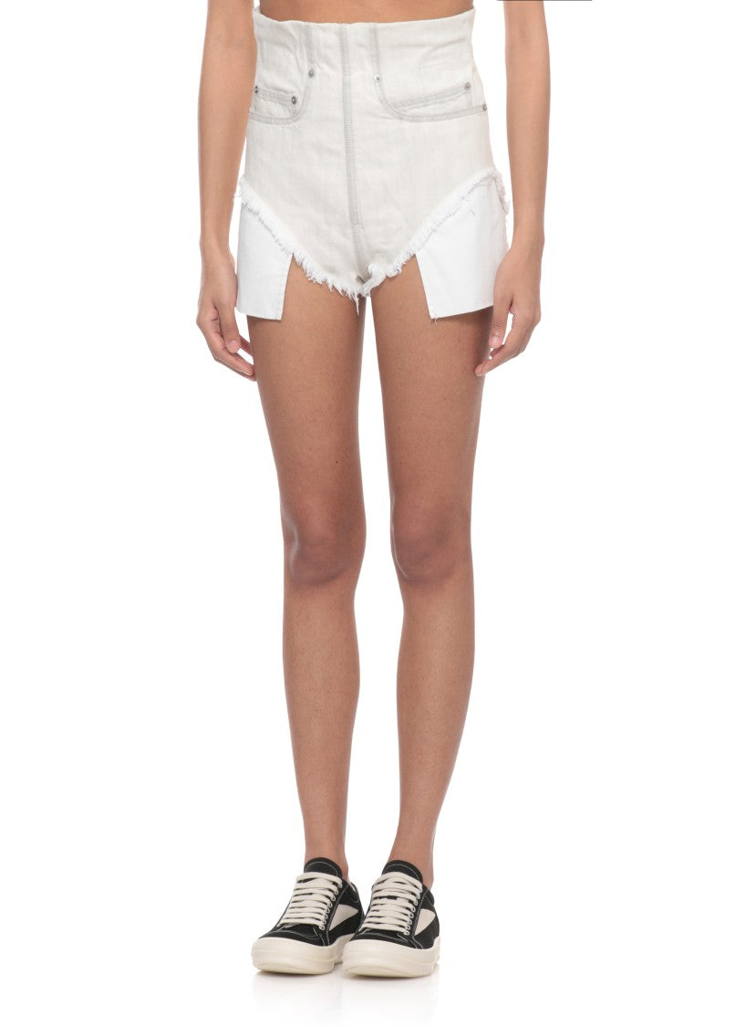 Drkshdw By Rick Owens Ivory Dirt Cutoffs Cotton Shorts