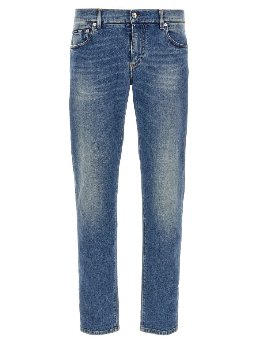 Dolce & Gabbana Skinny Fit Delavé Stretch Cotton Jeans
