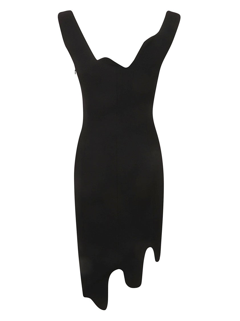 Moschino Asymmetrical Hemline Black Dress