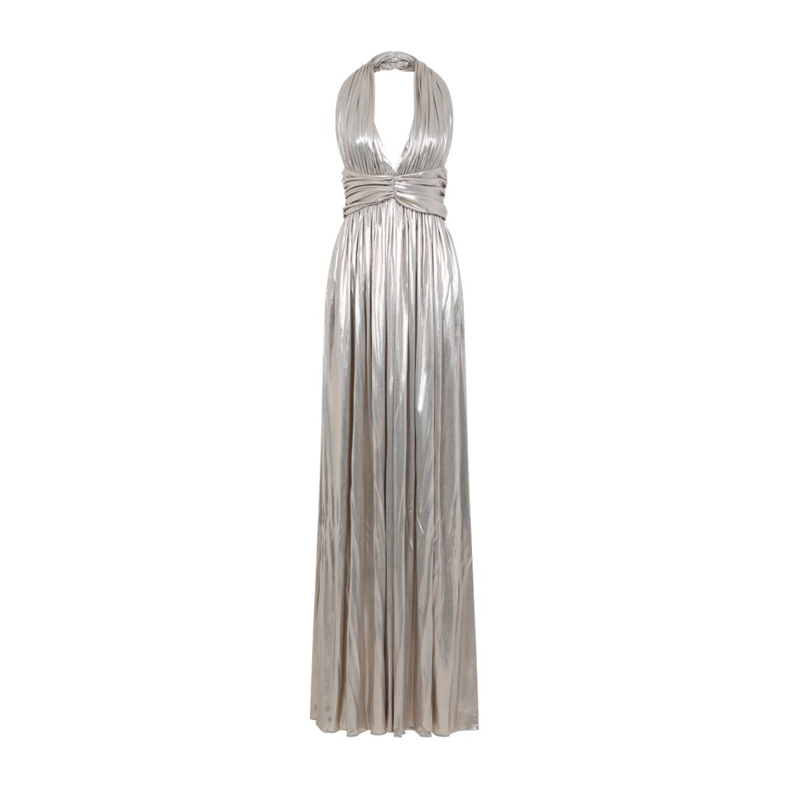 Giambattista Valli Metallic Finish Gathered Waist Evening Dress