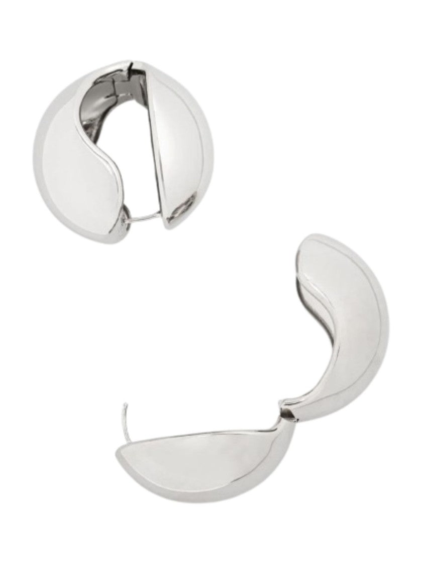 Coperni Curved Silver Earrings With Distinctive Logo Design