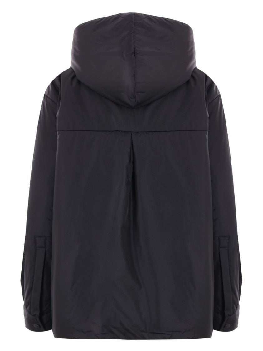Aspesi Black Boxy Oversized Hooded Coat