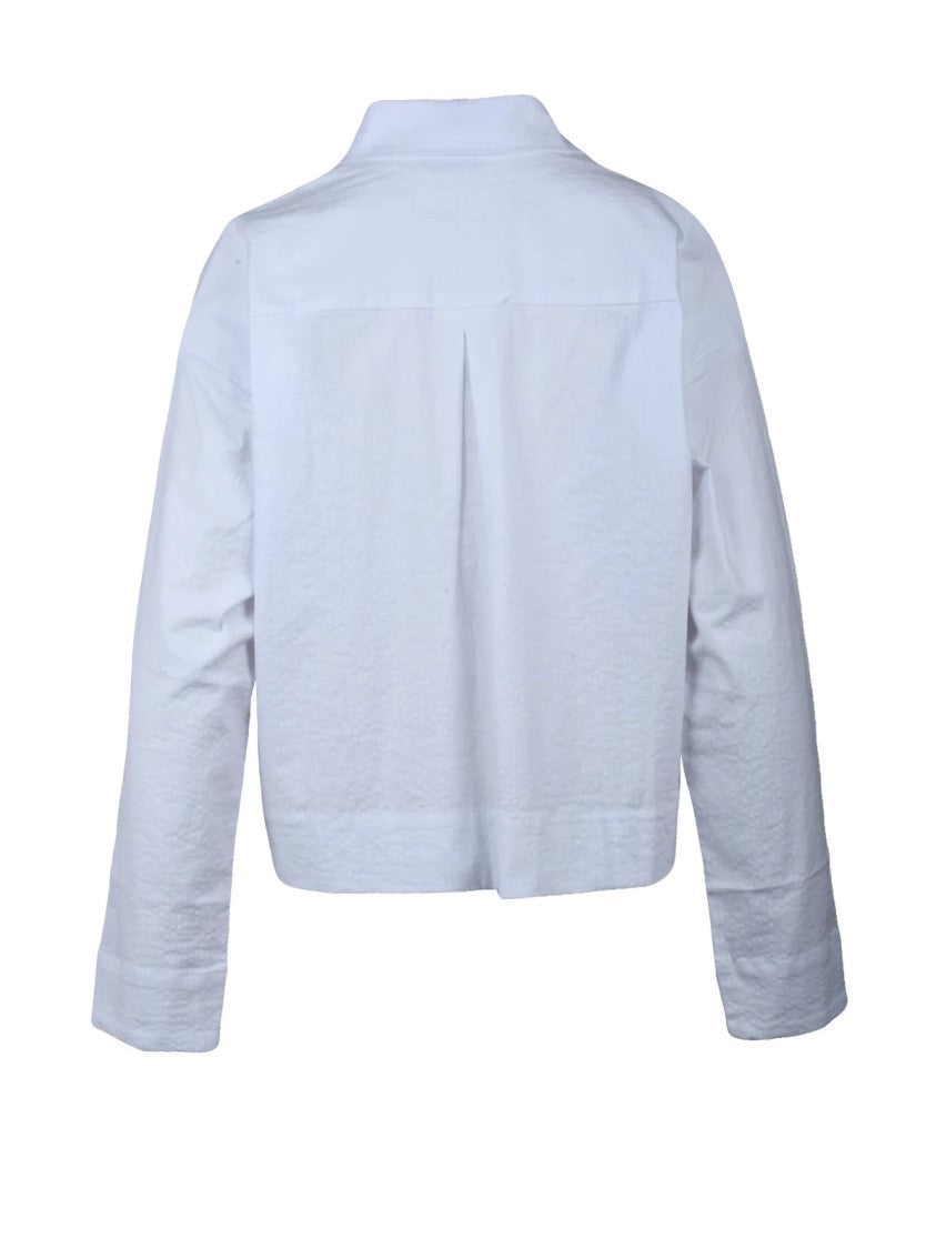 Ea7 Emporio Armani White Cotton Elastane Short Shirt
