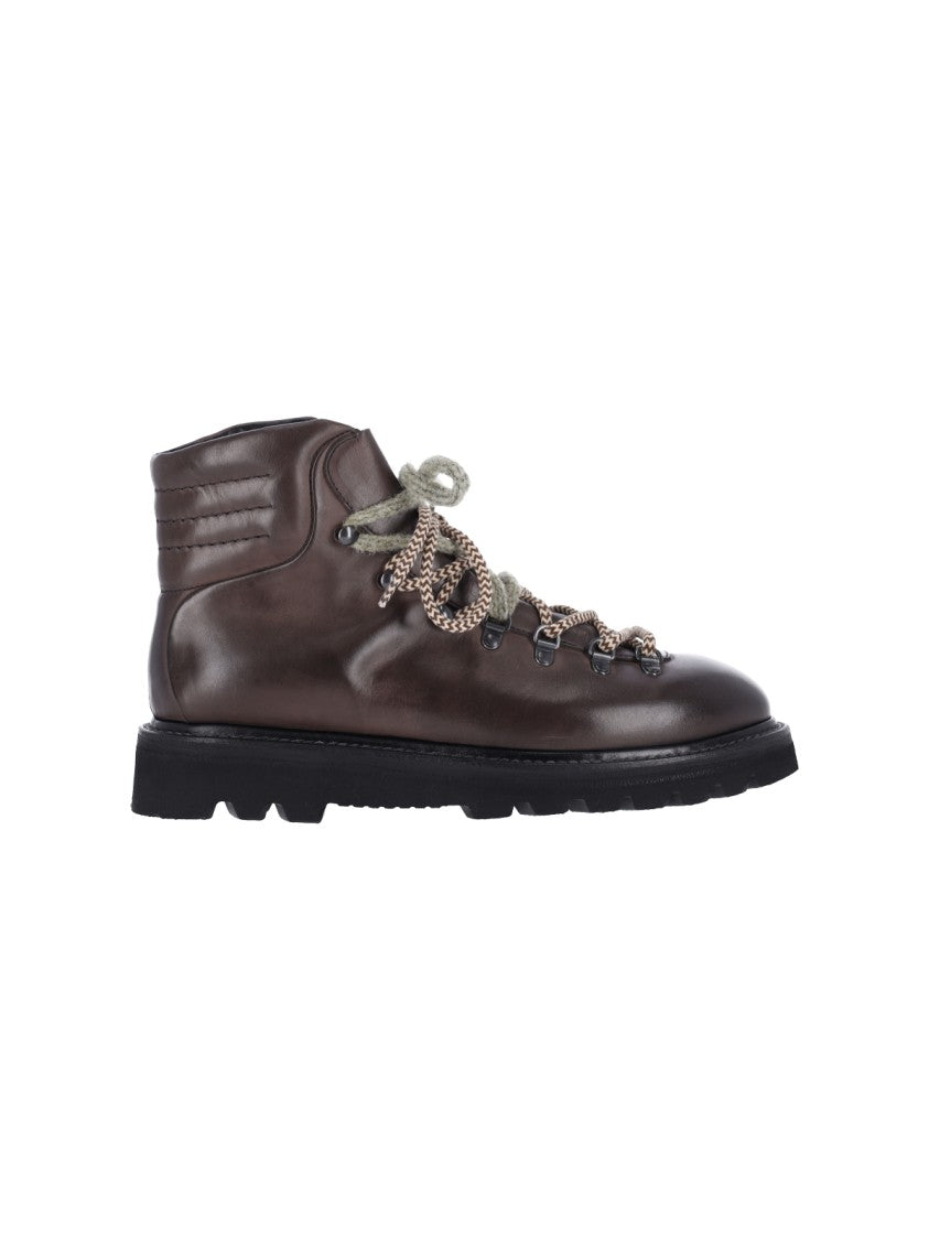 Premiata Brown Leather Double Lace-Up Boots