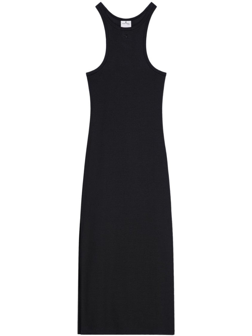 Courrèges Ribbed Black Midi Dress
