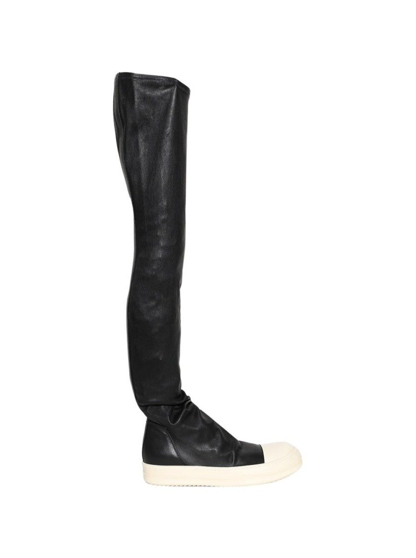 Rick Owens High Stocking Sneakers Black And Milk