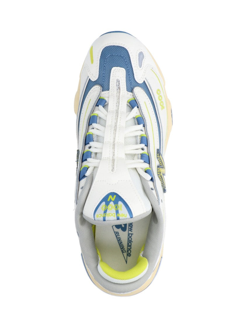 New Balance White Leather Sneakers With Mesh Accents