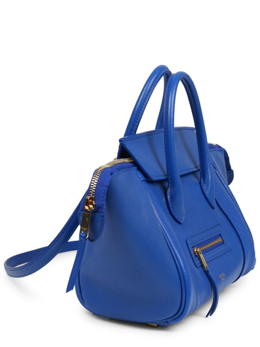 Celine Small Structured Handbag With Winged Silhouette And Gold Accents