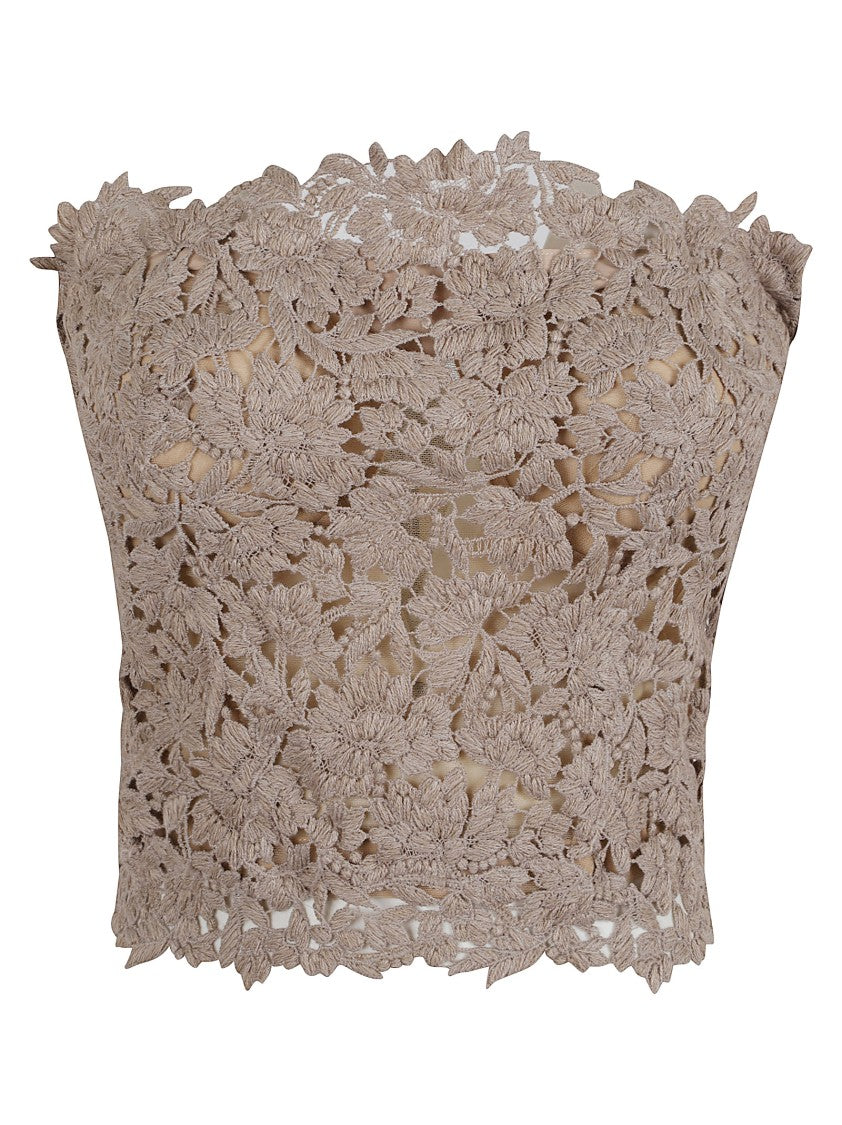 Ermanno Scervino Fitted Lace Bustier With Floral Appliqués