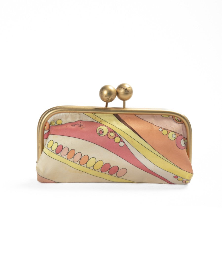 Emilio Pucci Kisslock Vintage Satin Clutch - Pink