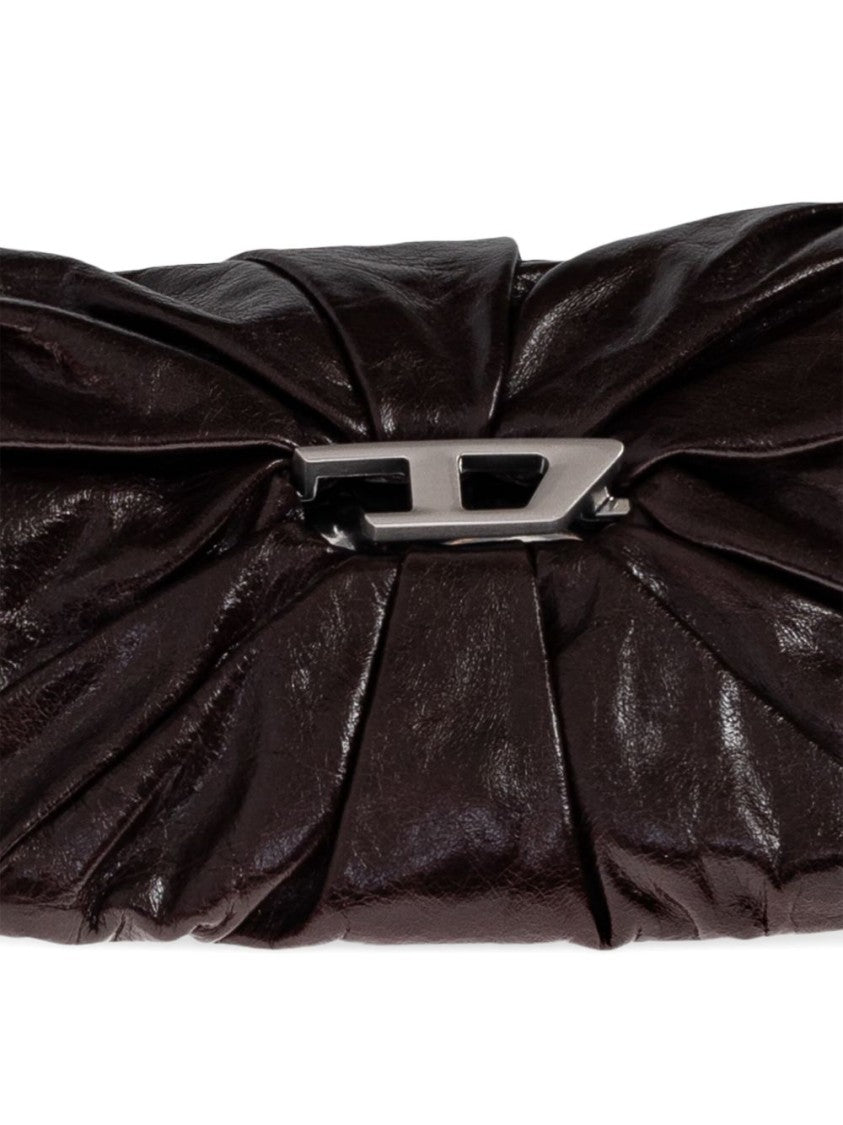 Diesel Gathered Ruched Brown Pmu Shoulder Bag