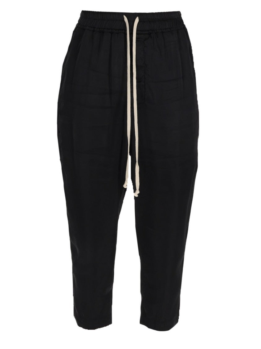 Rick Owens Astaires Cupro Dropped Crotch Cropped Pants