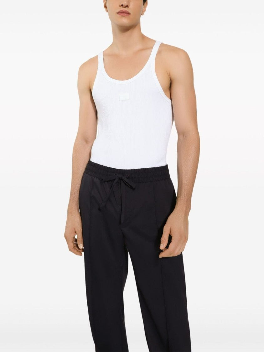Dolce & Gabbana Classic Fit Cotton Blend Tank Top With Ribbed Texture