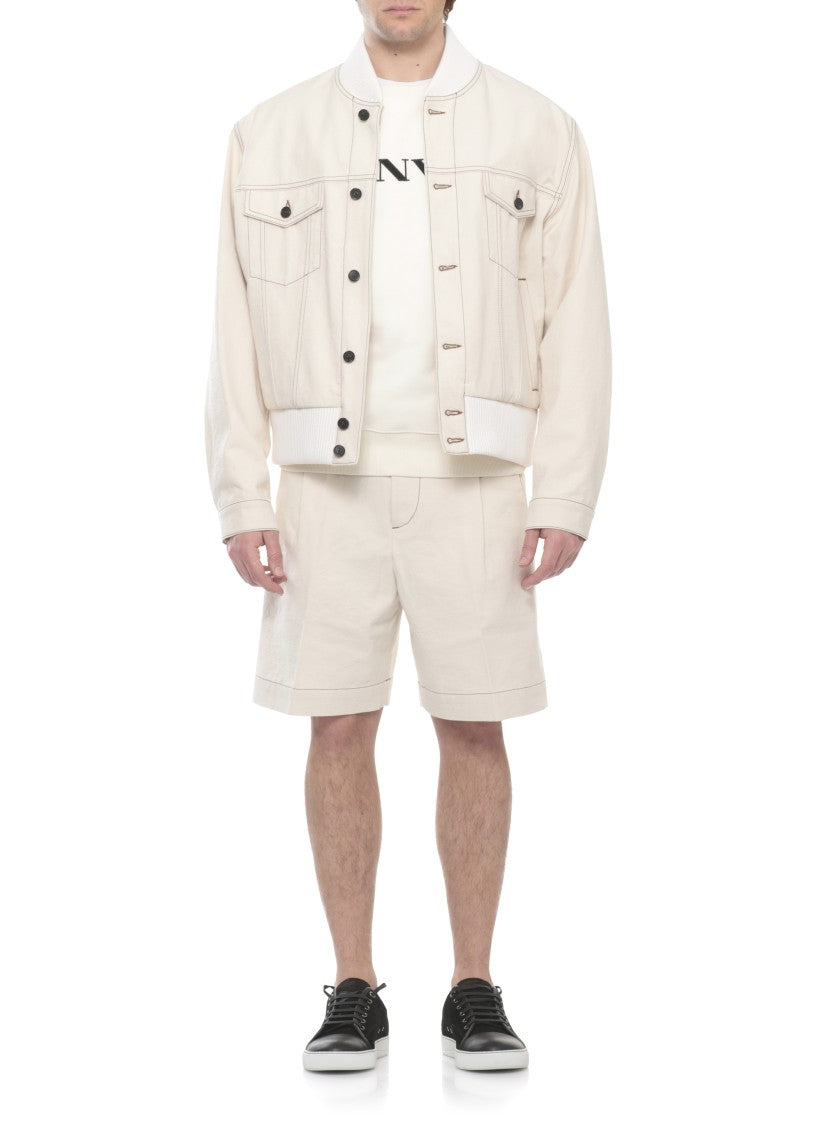 Lanvin Ivory Cotton Flap-Pocket Jacket