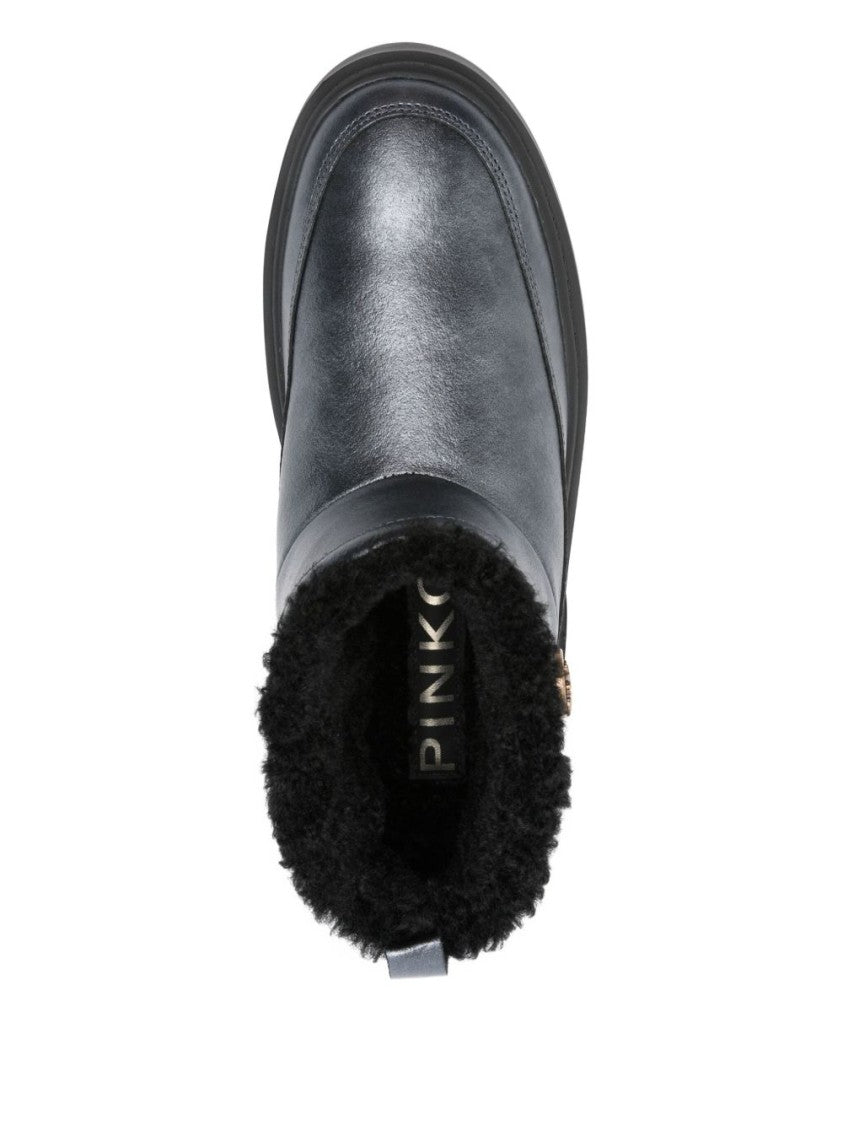 Pinko Calfskin Ankle Boots With Embossed Sole
