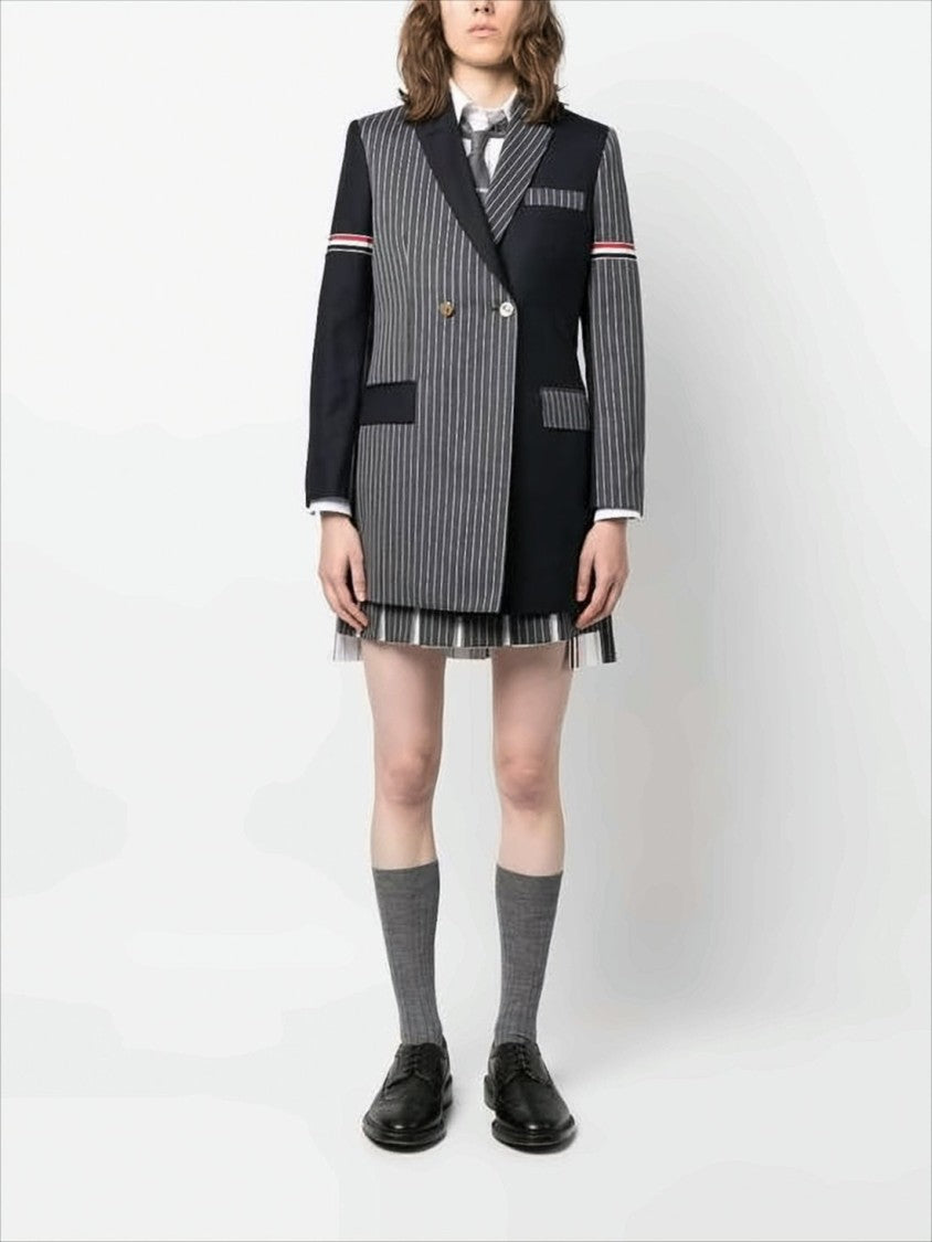 Thom Browne Pleated Dark Grey Mini Skirt With Contrasting Accents