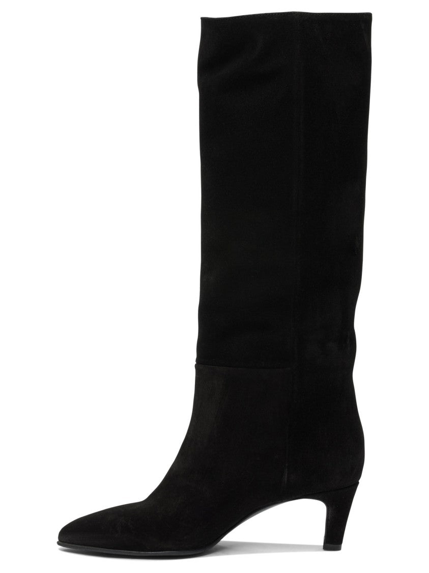 Strategia Pointed Toe Black Knee-High Boots
