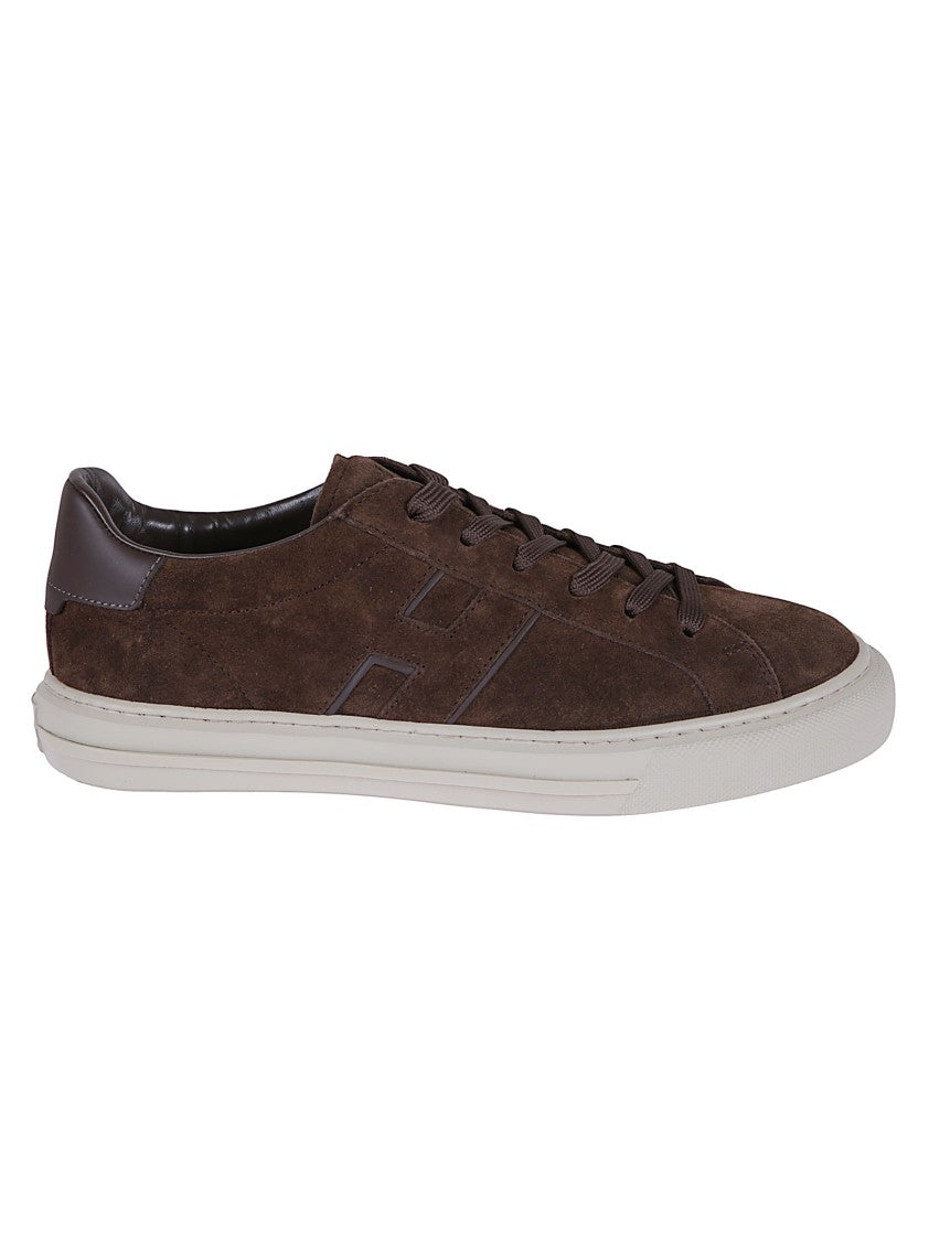 Hogan Low-Top Brown Suede Sneakers With Leather Accents