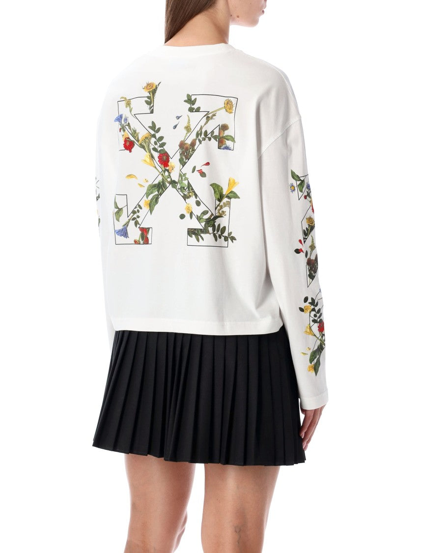 Off-White Embroidered Floral Arrow Long-Sleeve T-Shirt