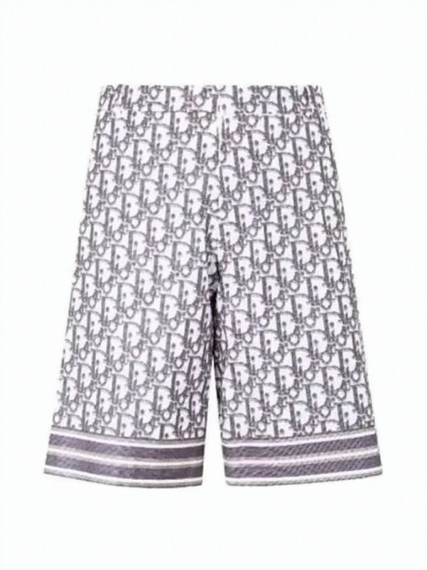 Dior Intricate Patterned Shorts With Striped Hem