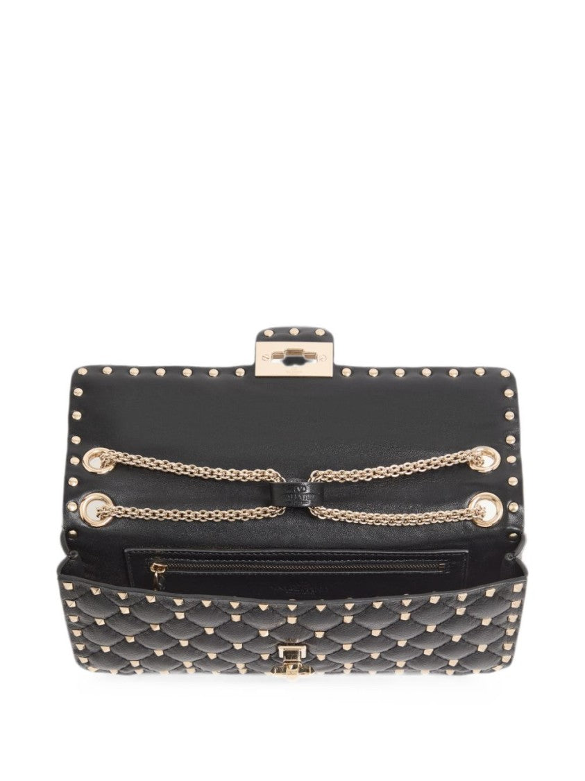 Valentino Garavani Black Quilted Studded Leather Shoulder Bag