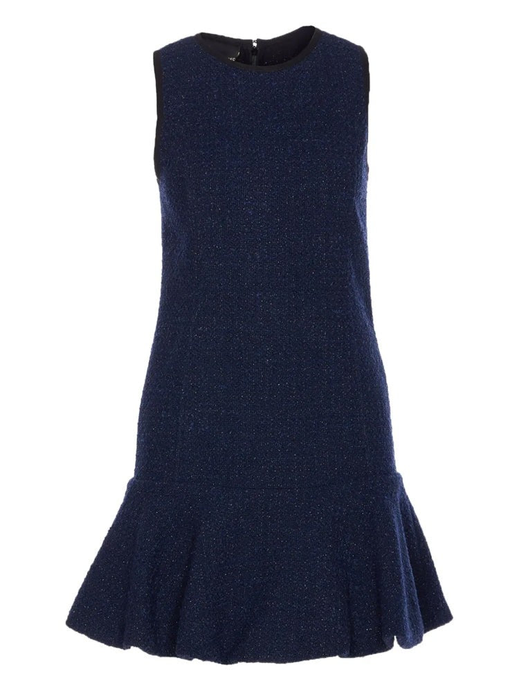 Pinko Sleeveless Textured Mini Dress With Ruffled Hem