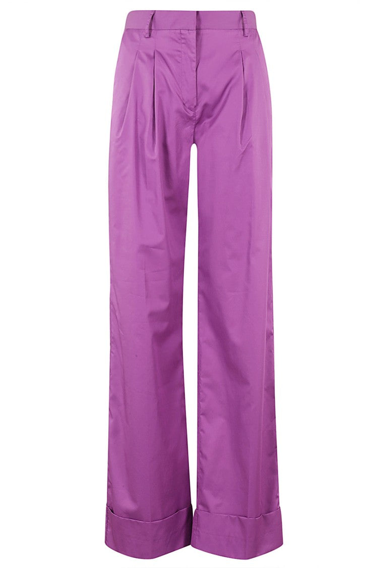 The Andamane Amethyst Satin Cotton High-Waisted Trousers