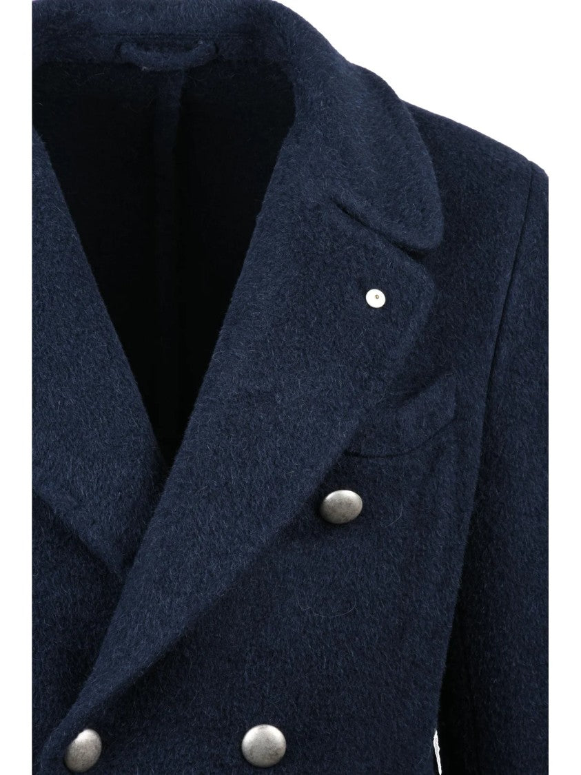 L.B.M. 1911 Alpaca-Virgin Wool Double-Breasted Coat With Textured Finish