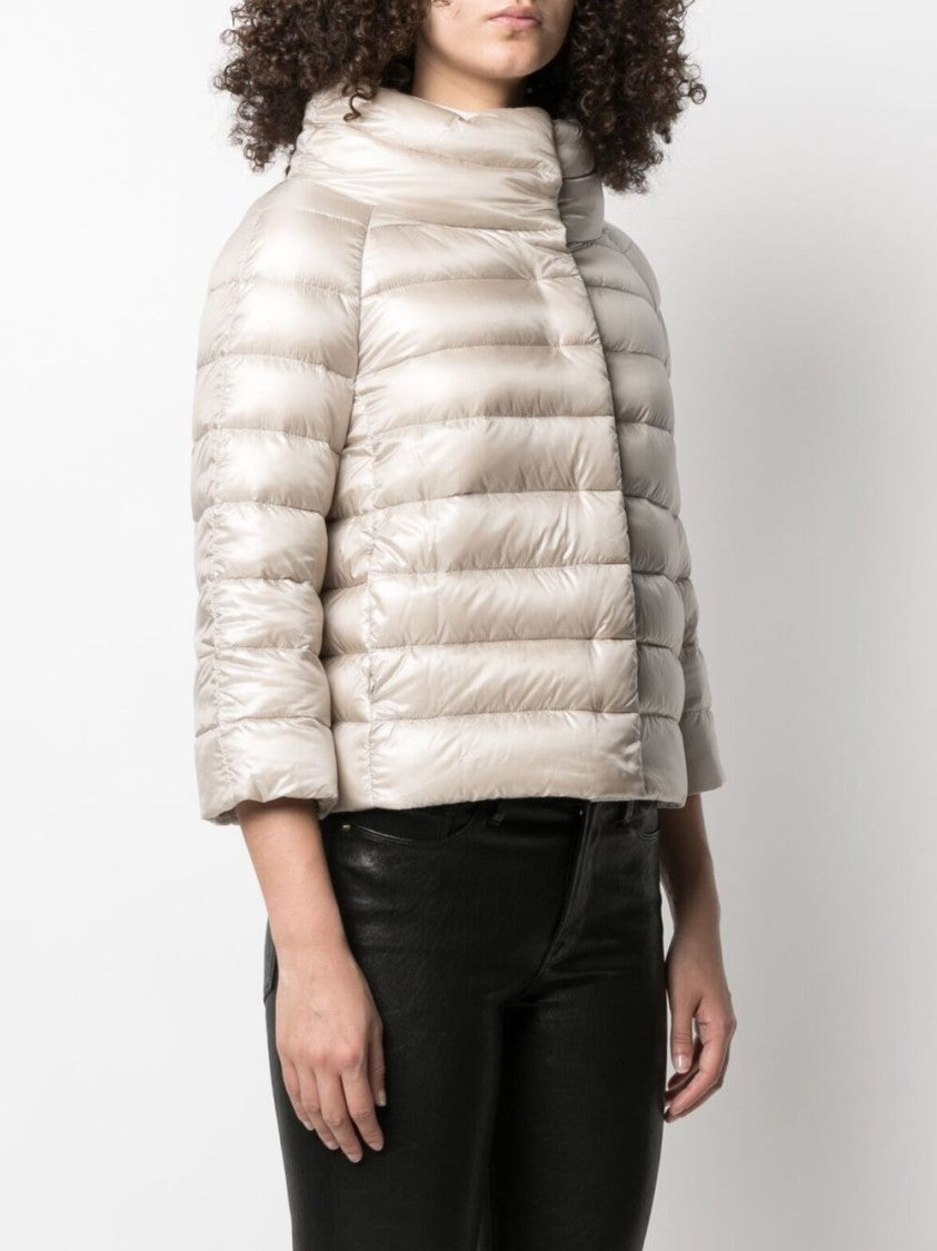 Herno Black Cropped Puffer High Collar Jacket